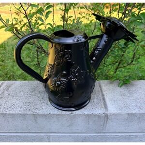 MacKenzie-Childs Black Metal Sunflower Watering‎ Can Embossed Floral *READ*